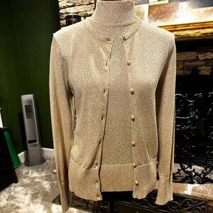 Liz Claiborne 2 piece Gold Sweater with beautifully cut shell and pear. Size med
